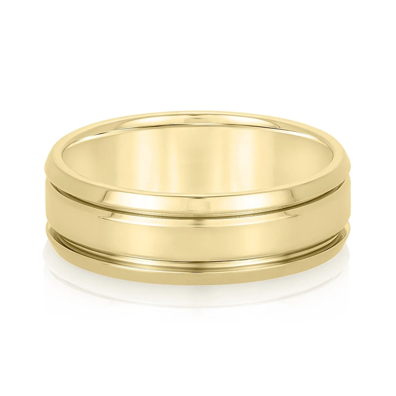 14K Yellow Gold Men's 6MM Beveled Wedding Ring