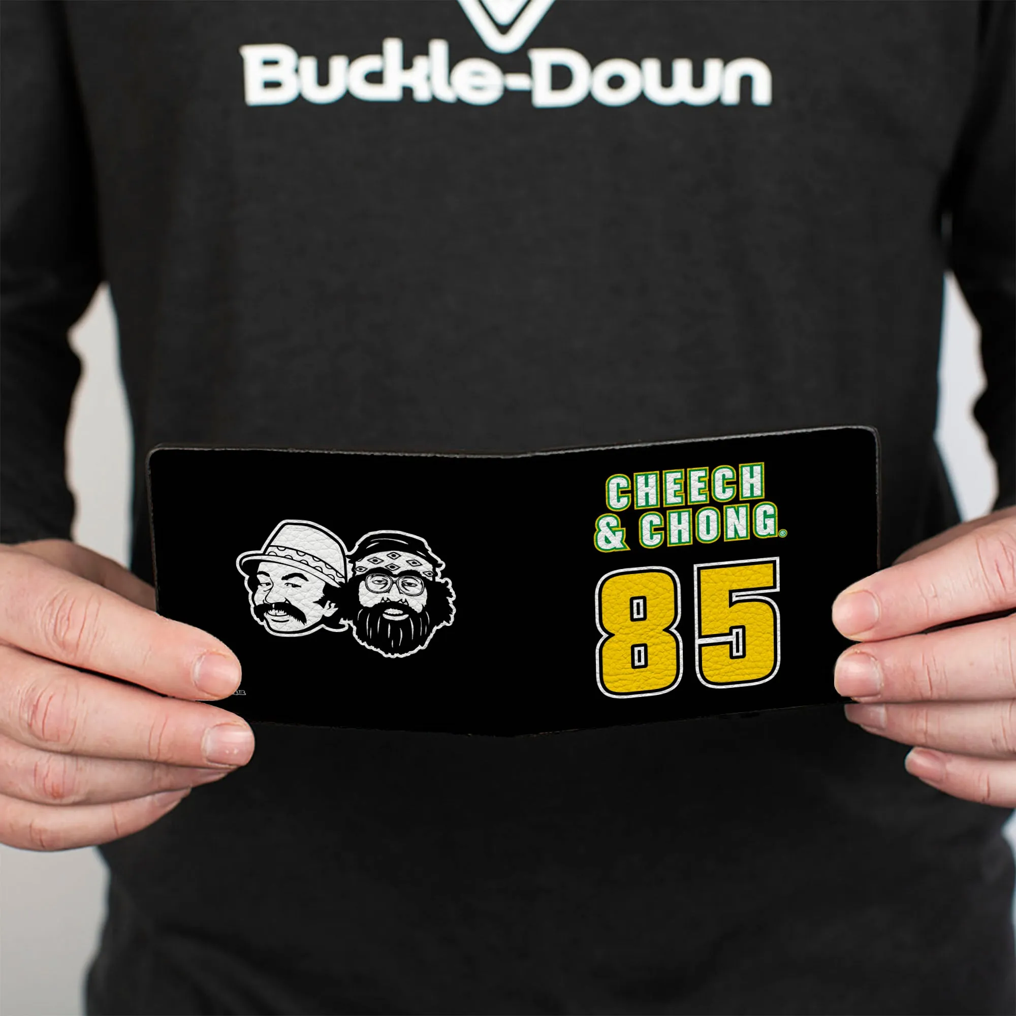 Bi-Fold Wallet - CHEECH & CHONG 85 Text and Faces Logo Black/White/Yellow/Green