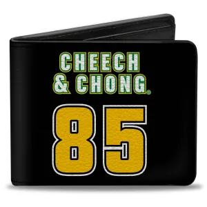 Bi-Fold Wallet - CHEECH & CHONG 85 Text and Faces Logo Black/White/Yellow/Green