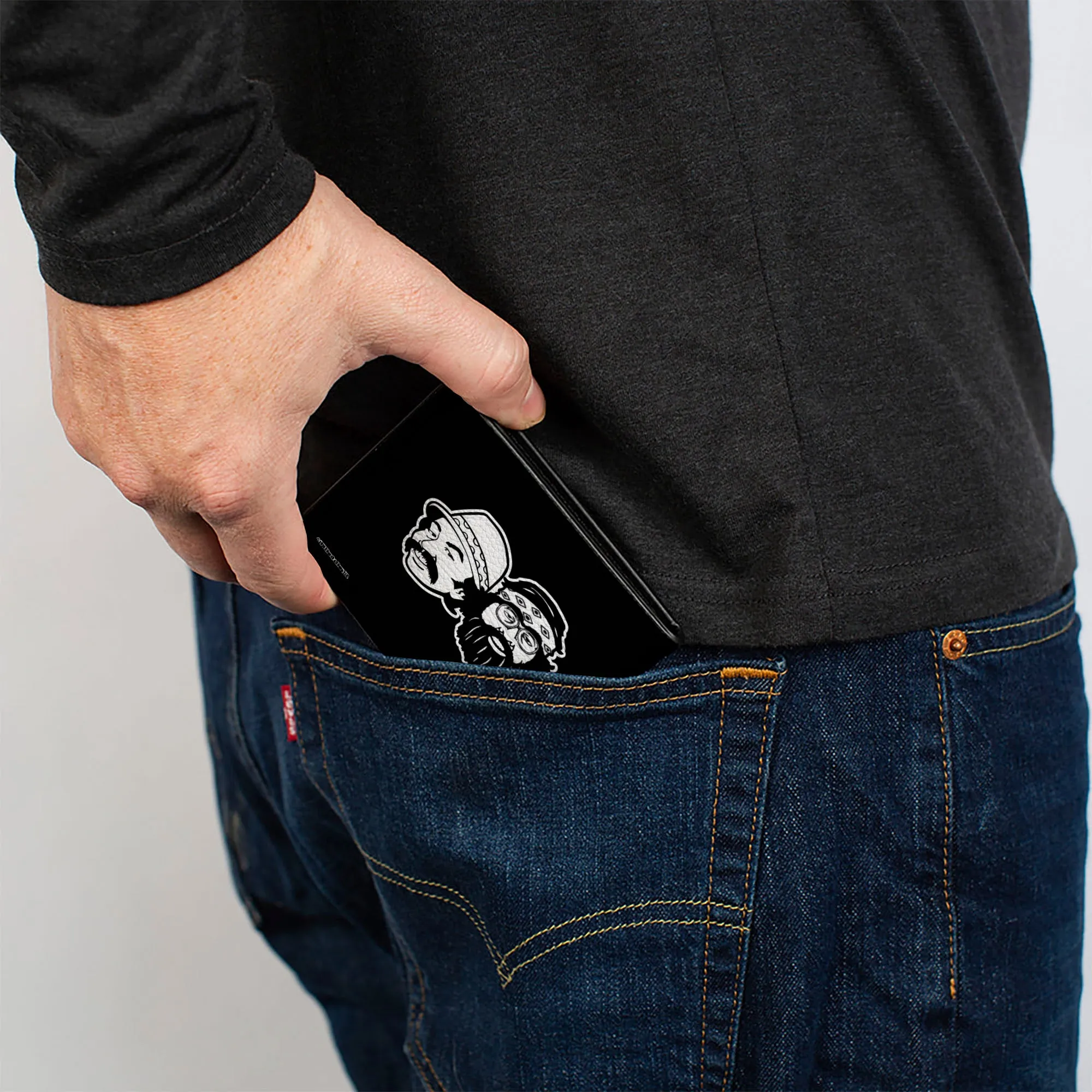 Bi-Fold Wallet - CHEECH & CHONG 85 Text and Faces Logo Black/White/Yellow/Green