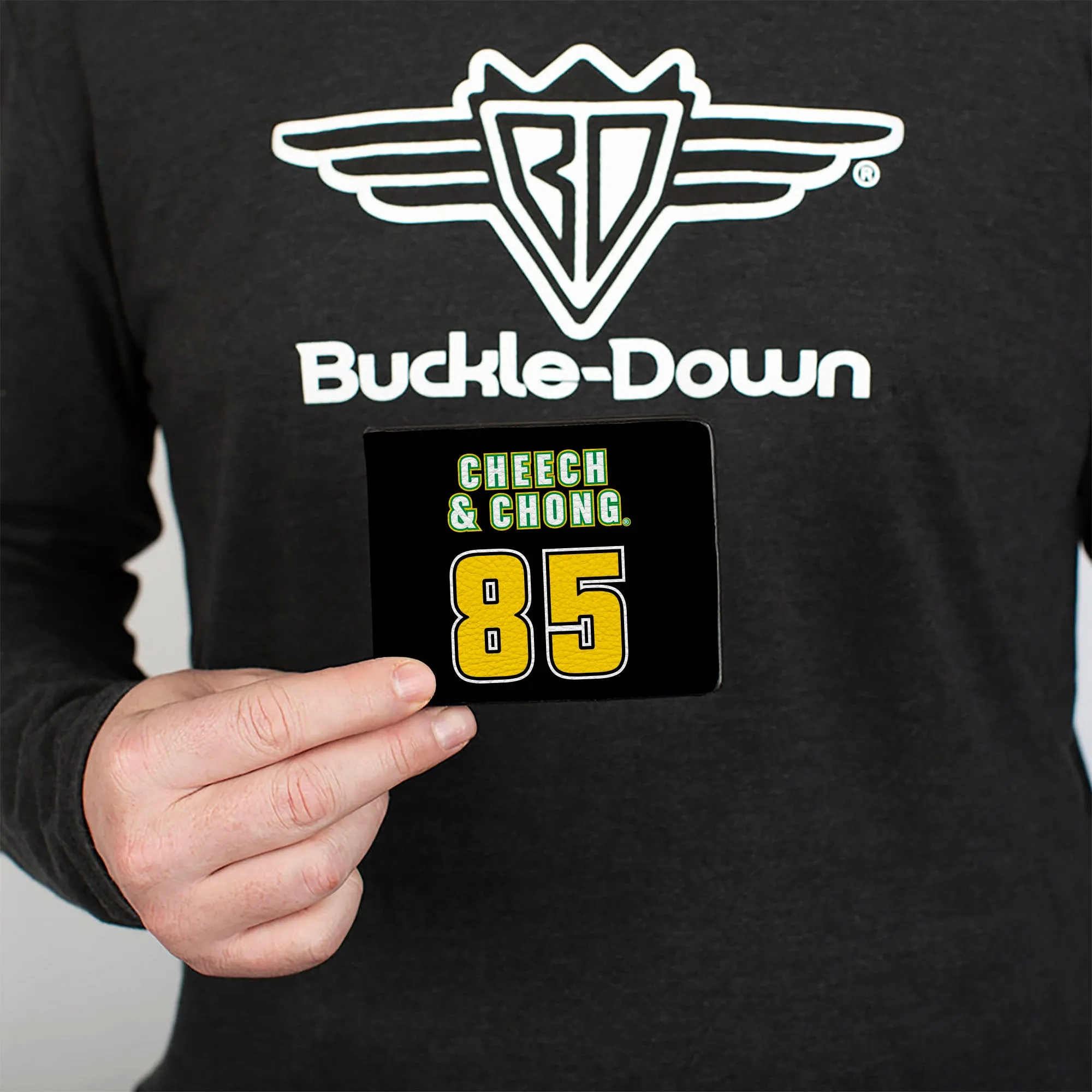 Bi-Fold Wallet - CHEECH & CHONG 85 Text and Faces Logo Black/White/Yellow/Green