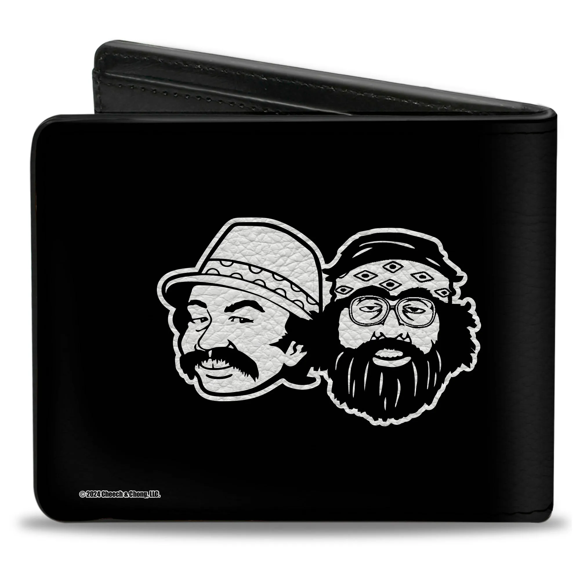 Bi-Fold Wallet - CHEECH & CHONG 85 Text and Faces Logo Black/White/Yellow/Green