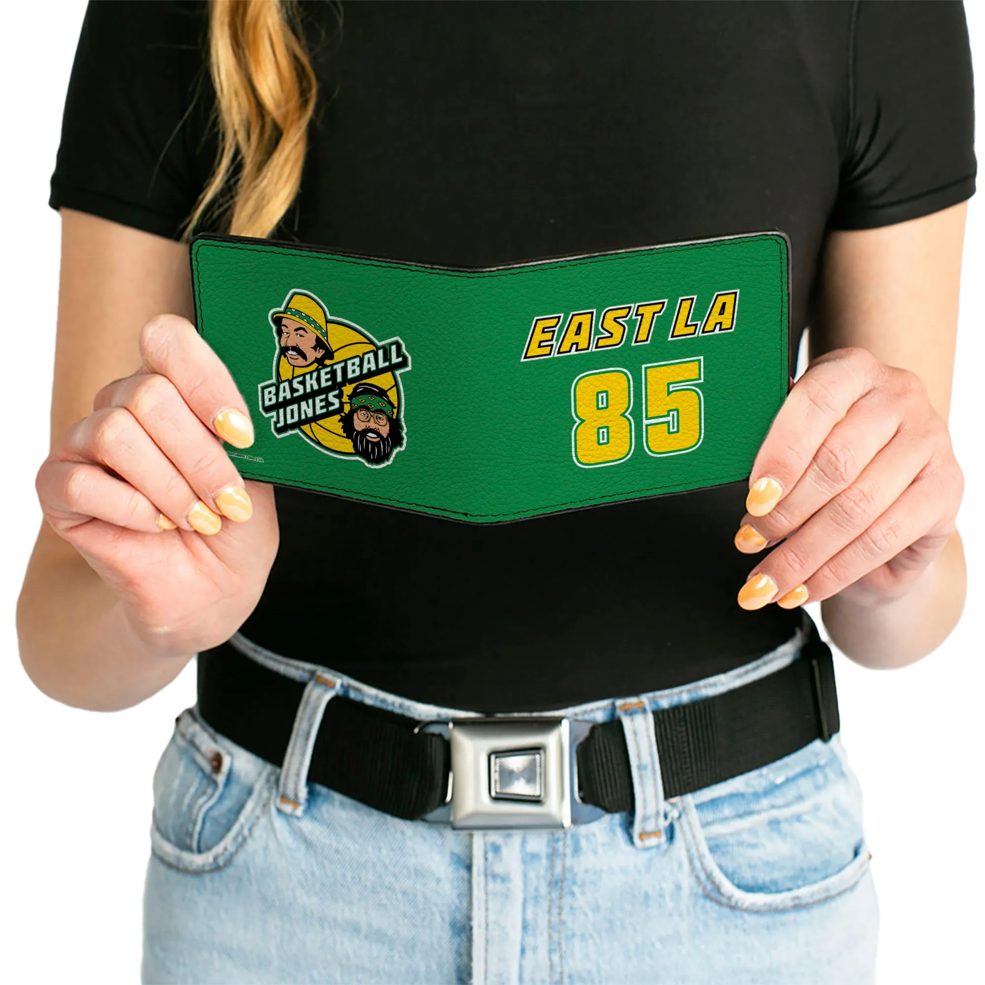 Bi-Fold Wallet - Cheech & Chong EAST LA 85 BASKETBALL JONES Faces Logo Green/Yellow