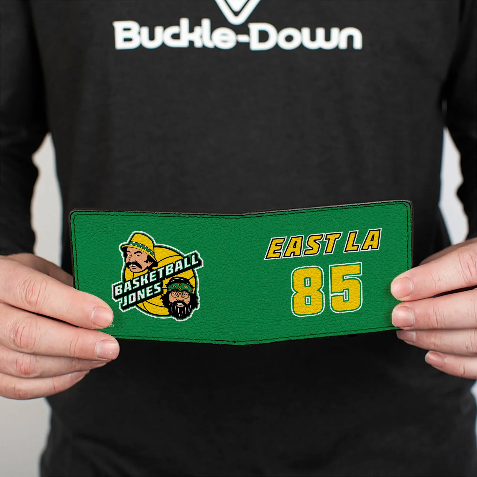 Bi-Fold Wallet - Cheech & Chong EAST LA 85 BASKETBALL JONES Faces Logo Green/Yellow