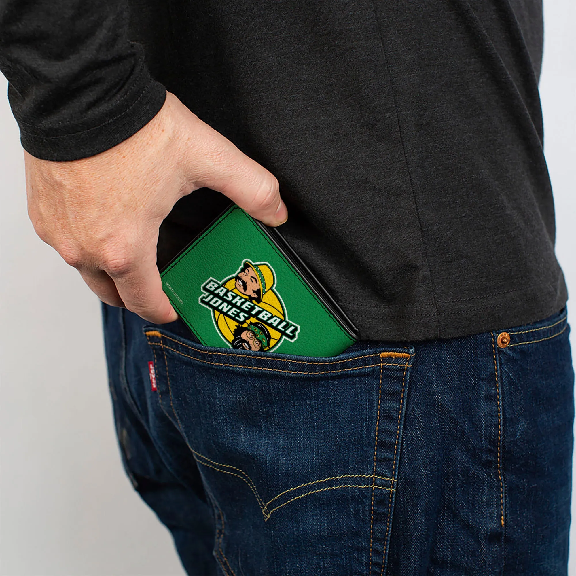 Bi-Fold Wallet - Cheech & Chong EAST LA 85 BASKETBALL JONES Faces Logo Green/Yellow