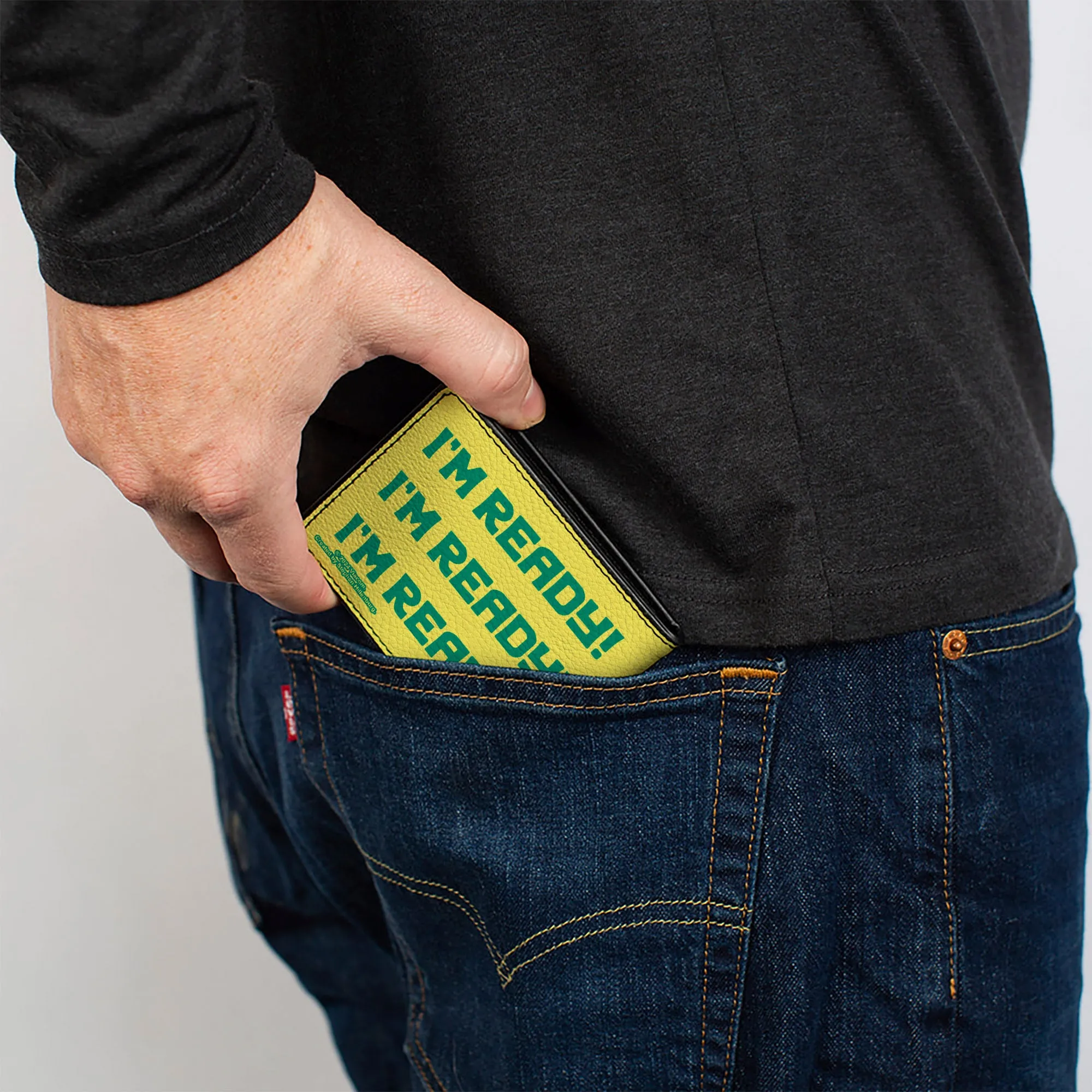 Bi-Fold Wallet - SpongeBob SquarePants I'M READY Face Close-Up Yellow/Green
