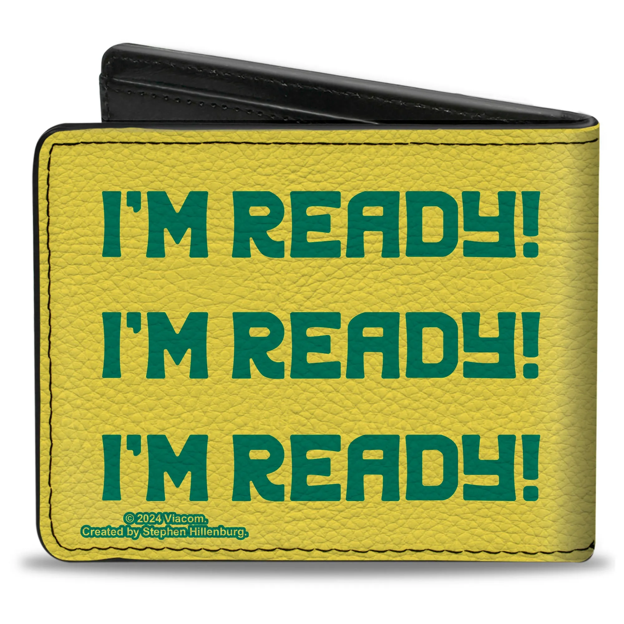 Bi-Fold Wallet - SpongeBob SquarePants I'M READY Face Close-Up Yellow/Green