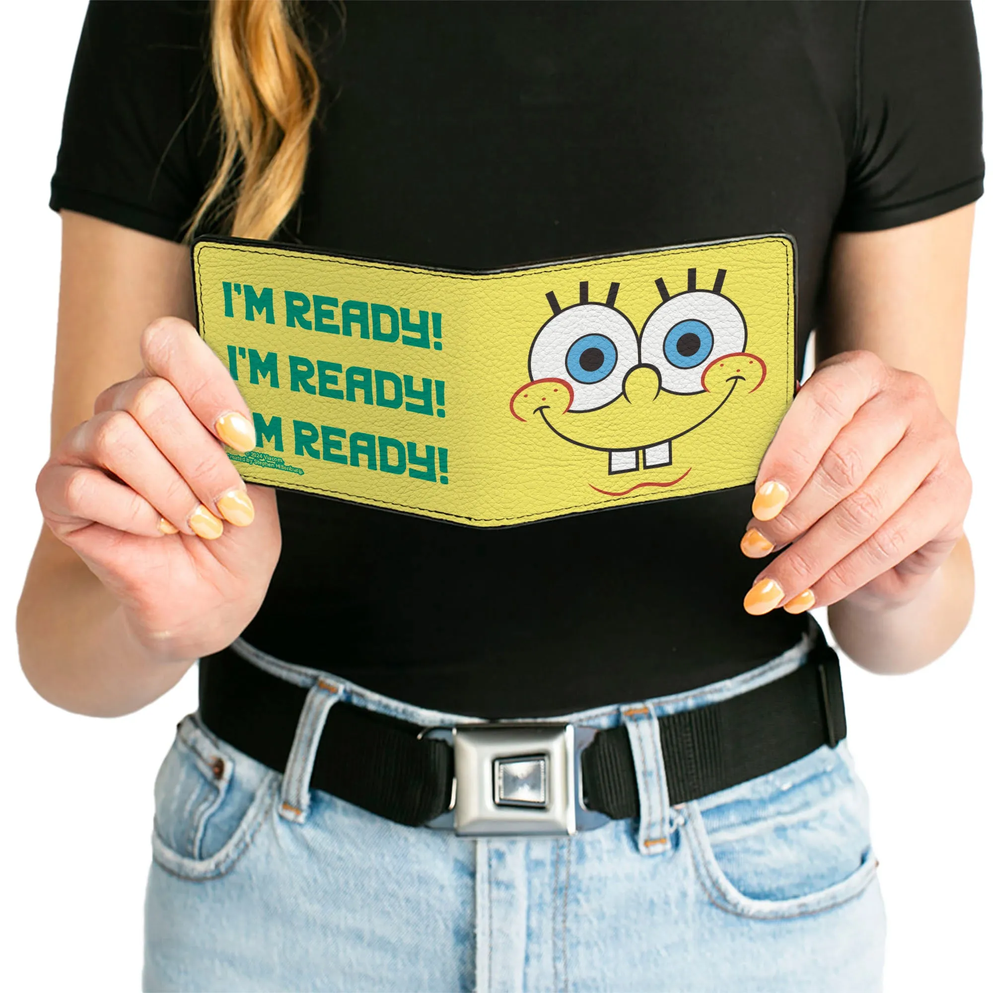 Bi-Fold Wallet - SpongeBob SquarePants I'M READY Face Close-Up Yellow/Green