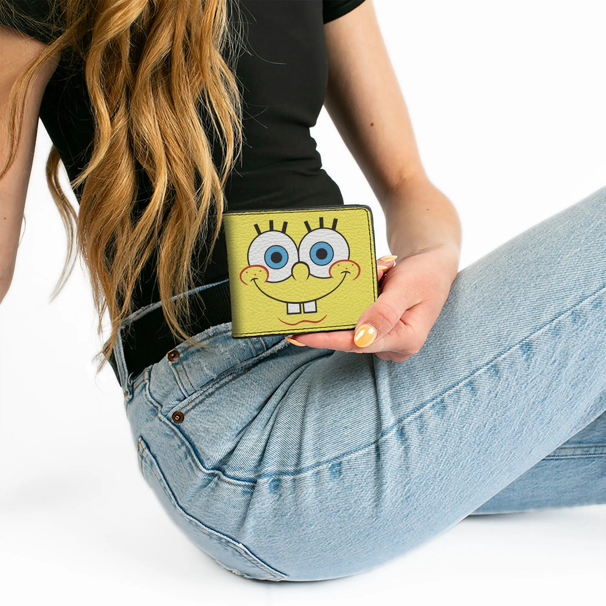 Bi-Fold Wallet - SpongeBob SquarePants I'M READY Face Close-Up Yellow/Green