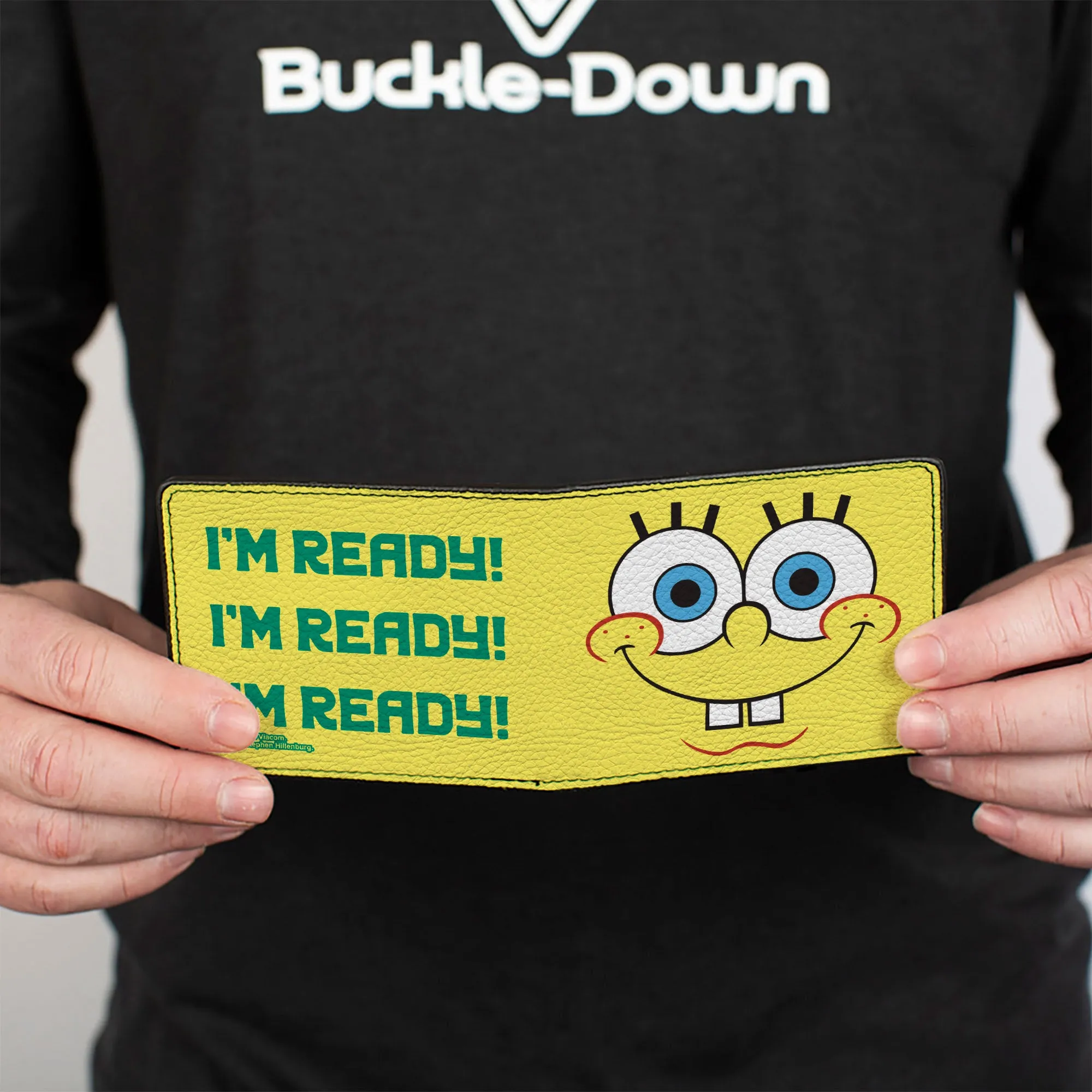 Bi-Fold Wallet - SpongeBob SquarePants I'M READY Face Close-Up Yellow/Green