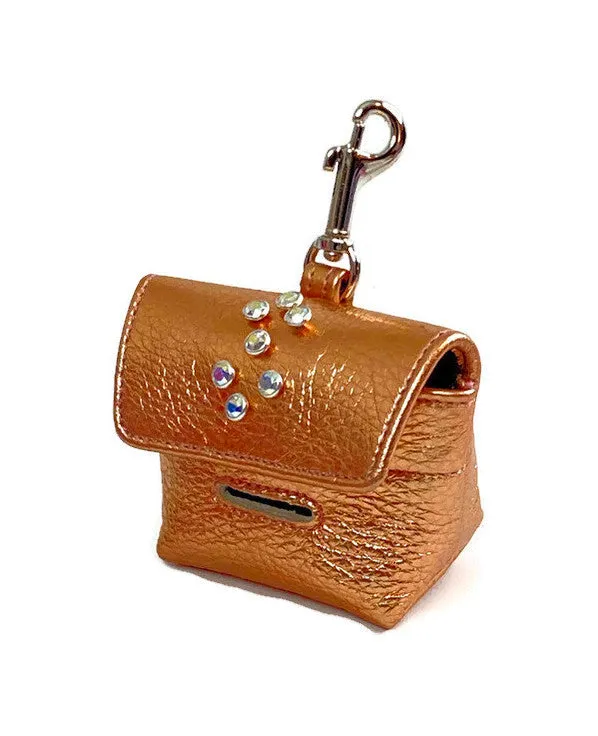 Callie Crystal Cluster Leather Poop Bag Holder