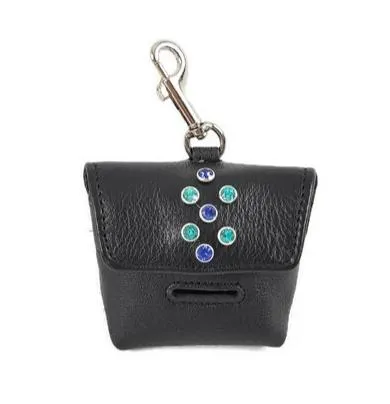 Callie Crystal Cluster Leather Poop Bag Holder