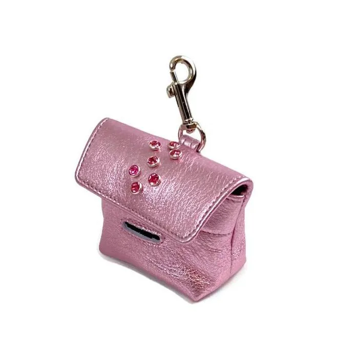 Callie Crystal Cluster Leather Poop Bag Holder