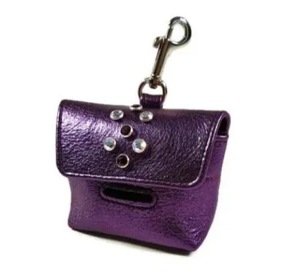 Callie Crystal Cluster Leather Poop Bag Holder