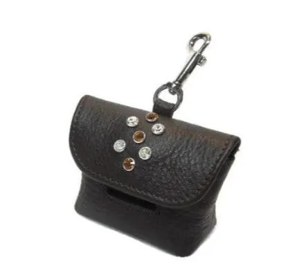 Callie Crystal Cluster Leather Poop Bag Holder