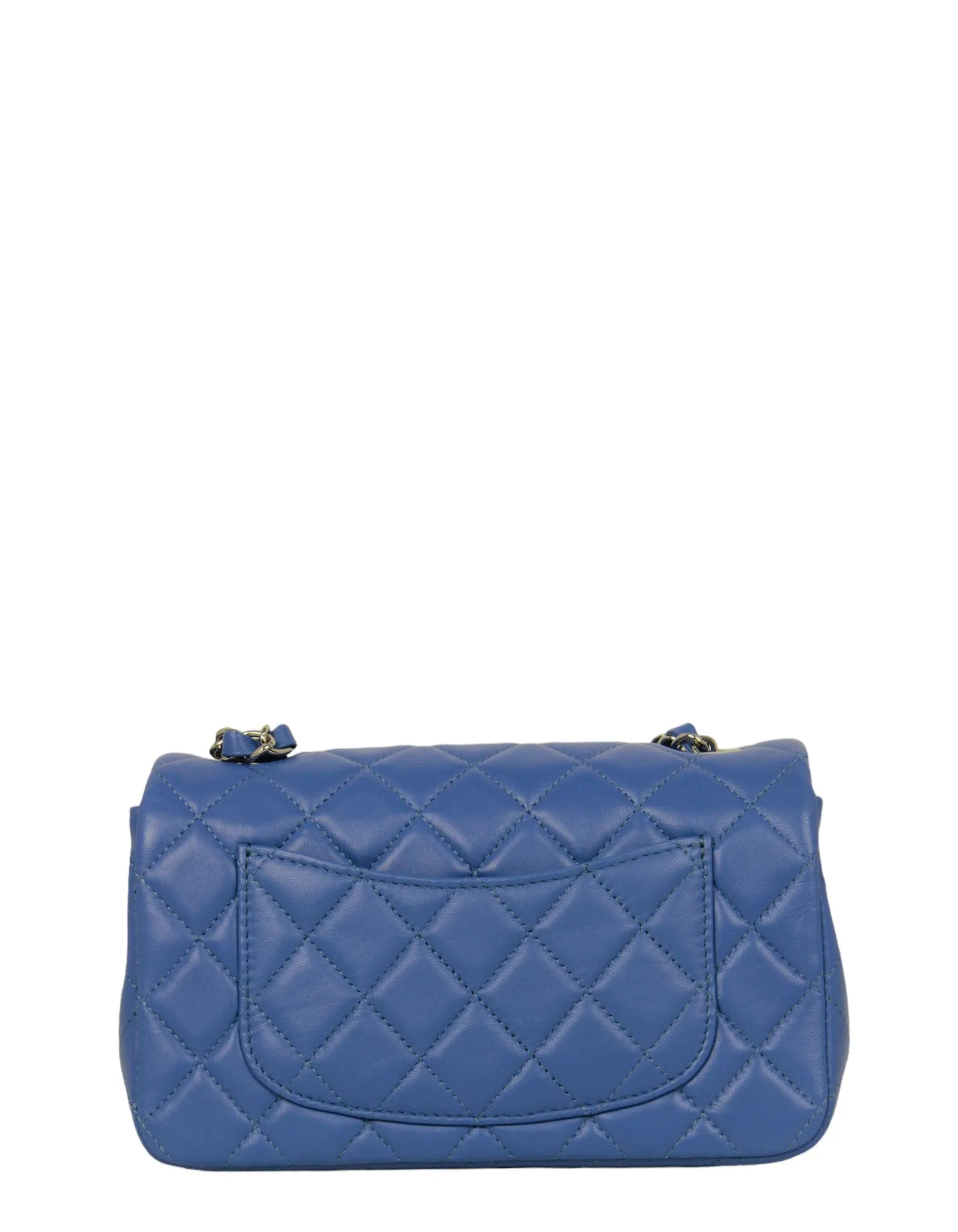 Chanel 2024 Blue Lambskin Rectangular Mini Flap