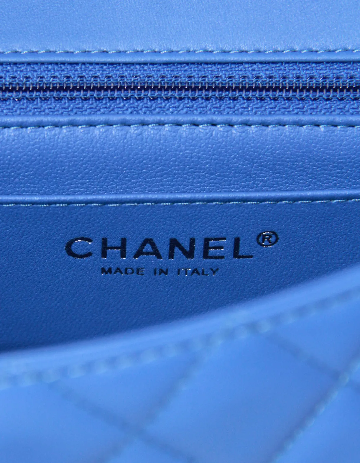 Chanel 2024 Blue Lambskin Rectangular Mini Flap
