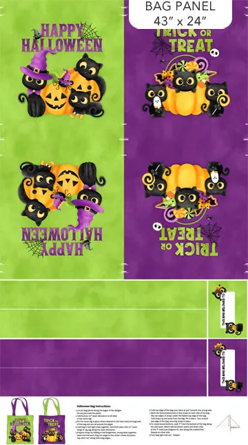 Double Bubble Kitty Trouble 26956-74 Trick or Treat Bag Panel