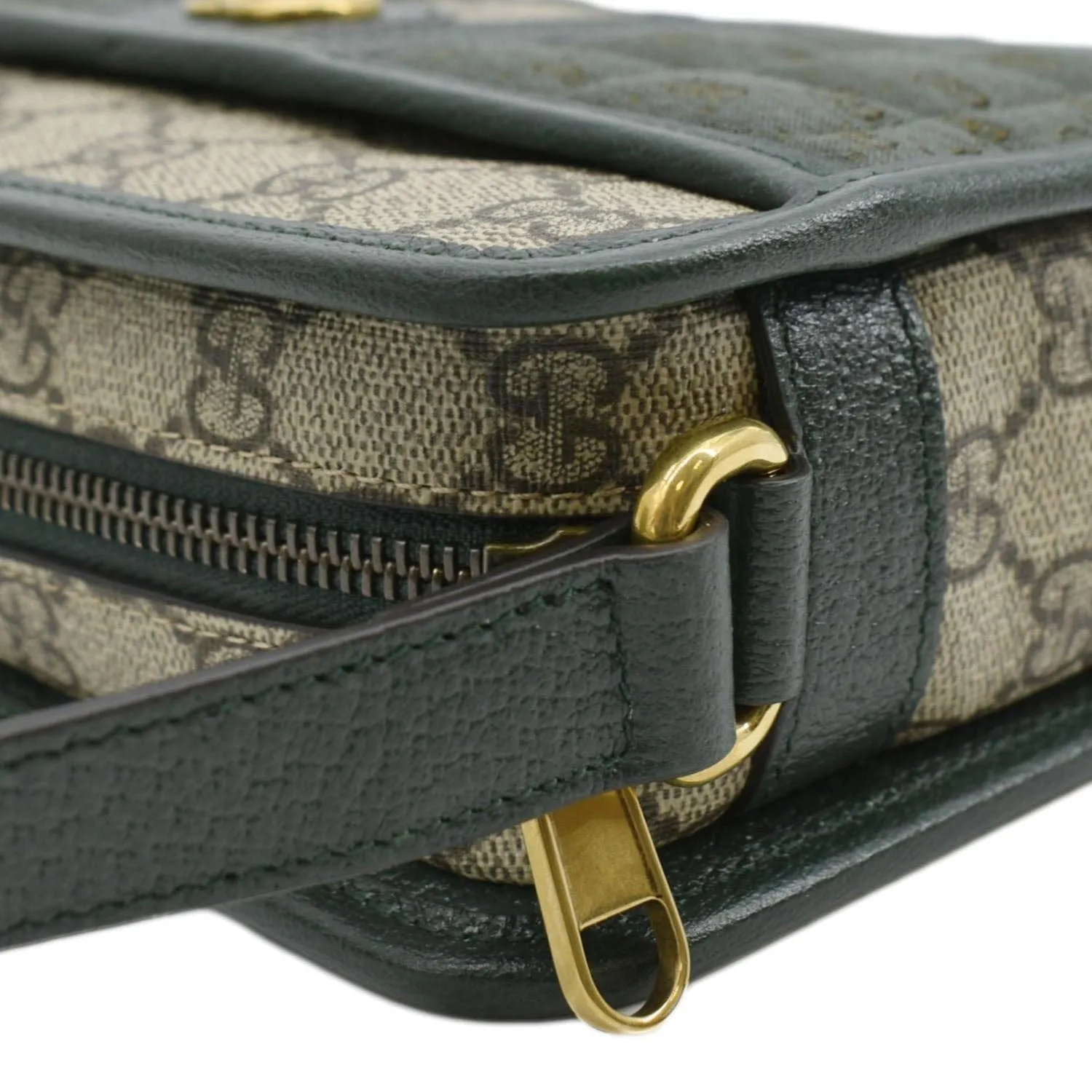 GUCCI Mini Quilted GG Supreme Canvas Crossbody Bag Green 751914