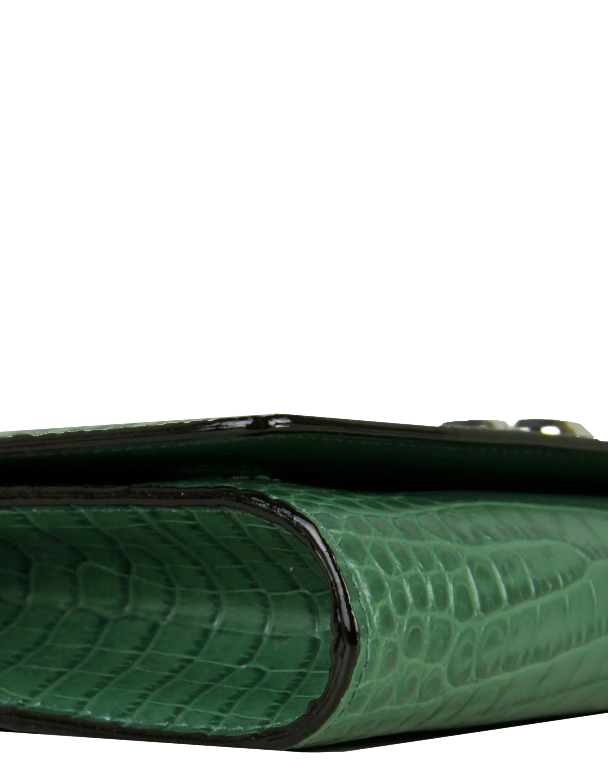 Jimmy Choo Cactus Green Embossed Crocodile Varenne Crossbody/ Clutch Bag