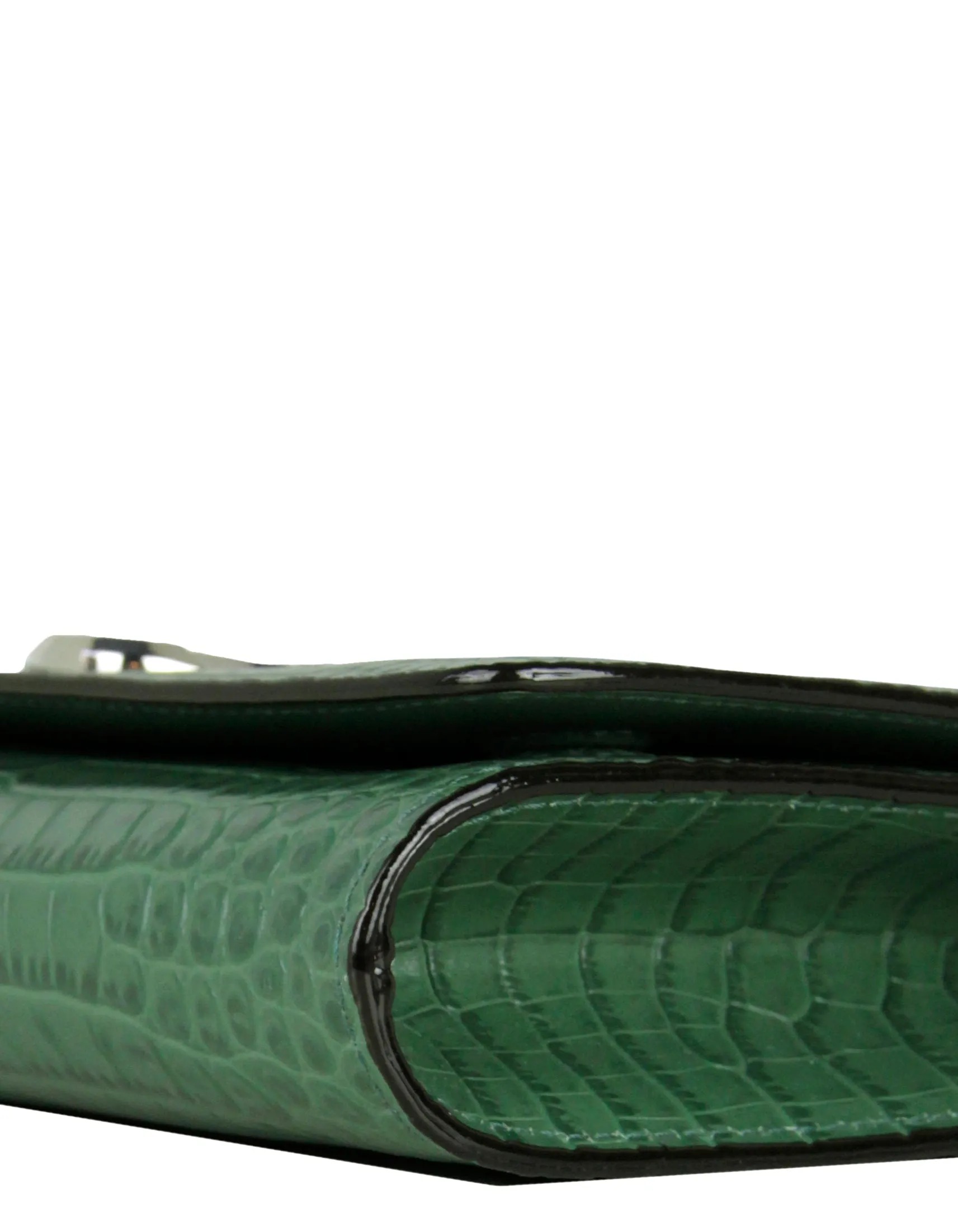 Jimmy Choo Cactus Green Embossed Crocodile Varenne Crossbody/ Clutch Bag