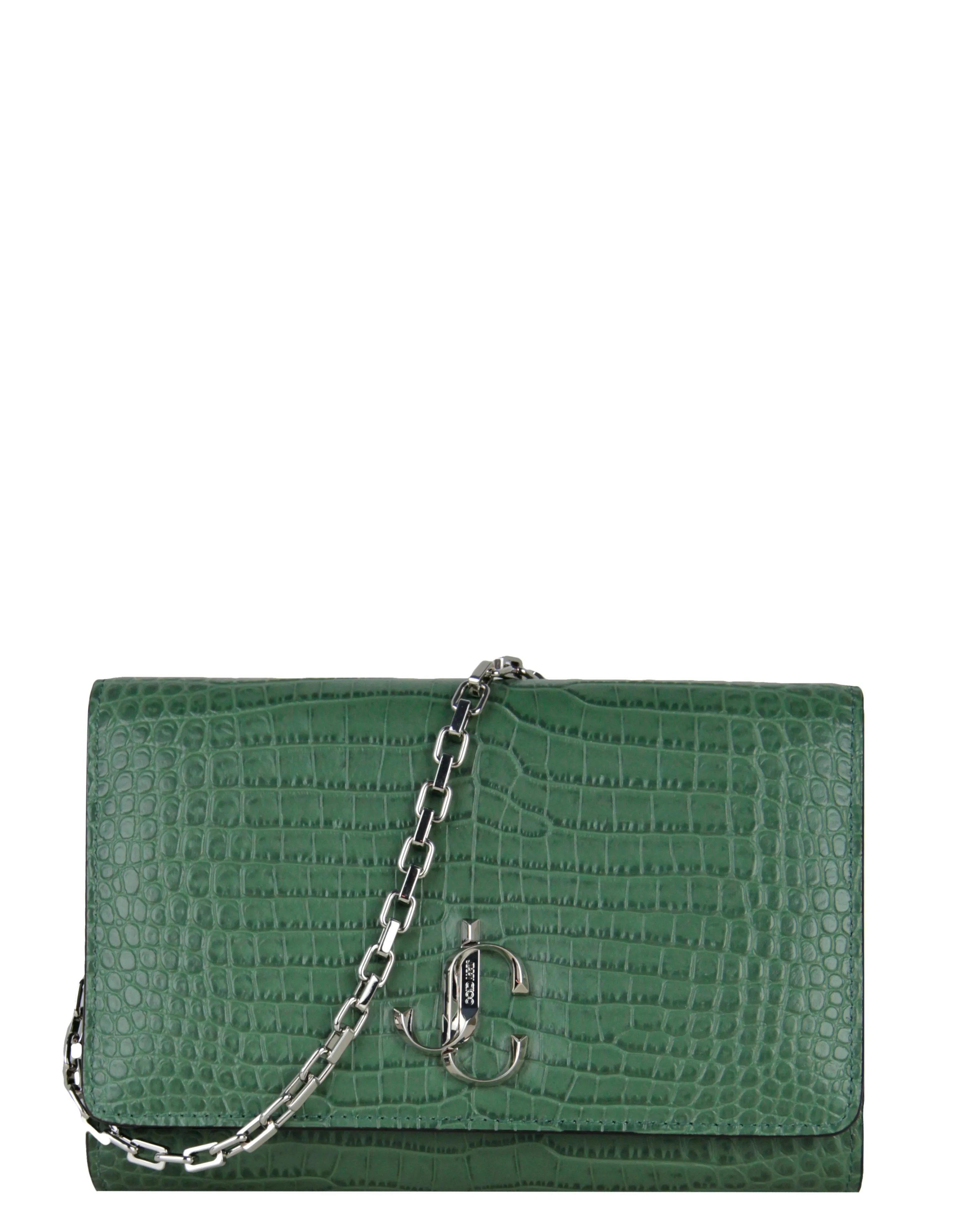 Jimmy Choo Cactus Green Embossed Crocodile Varenne Crossbody/ Clutch Bag