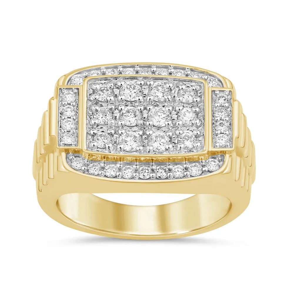 Large Tablet Men's Ring with 1.00ct of Diamonds in 9ct Yellow Gold