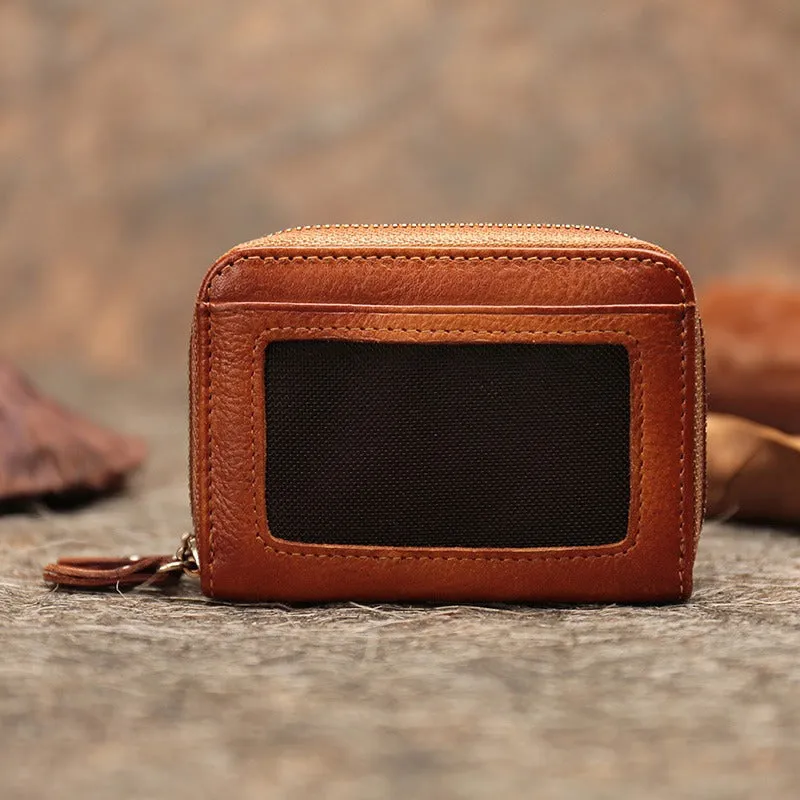 Leather Zipper Card Wallets Cute Small Women Double Zip Card Wallet For Ladies