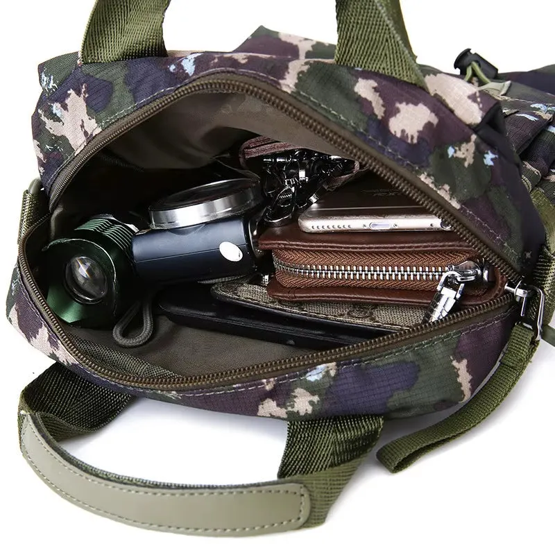 Men'S Bag Messenger Bag Male Waterproof Nylon Camouflage Satchel over the Shoulder Crossbody Bags Handbag Mini Briefcase XA99WC