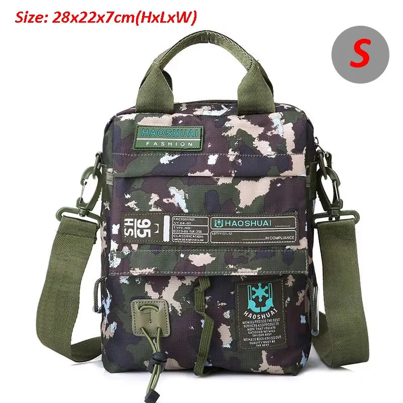 Men'S Bag Messenger Bag Male Waterproof Nylon Camouflage Satchel over the Shoulder Crossbody Bags Handbag Mini Briefcase XA99WC