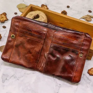 Men's Distressed Pleated Large Bill Retro Multiple Slots Men's Wallets