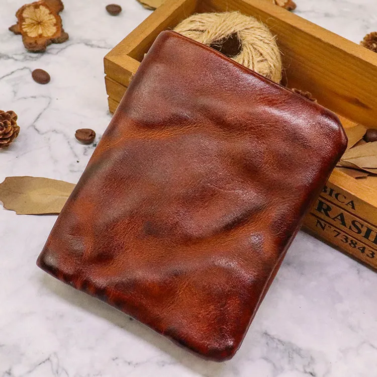 Men's Distressed Pleated Large Bill Retro Multiple Slots Men's Wallets