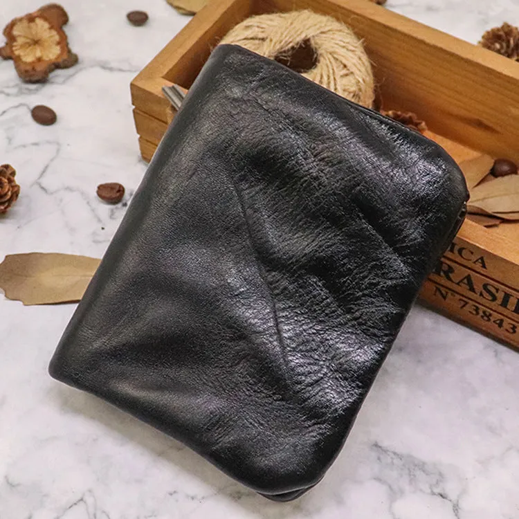 Men's Distressed Pleated Large Bill Retro Multiple Slots Men's Wallets