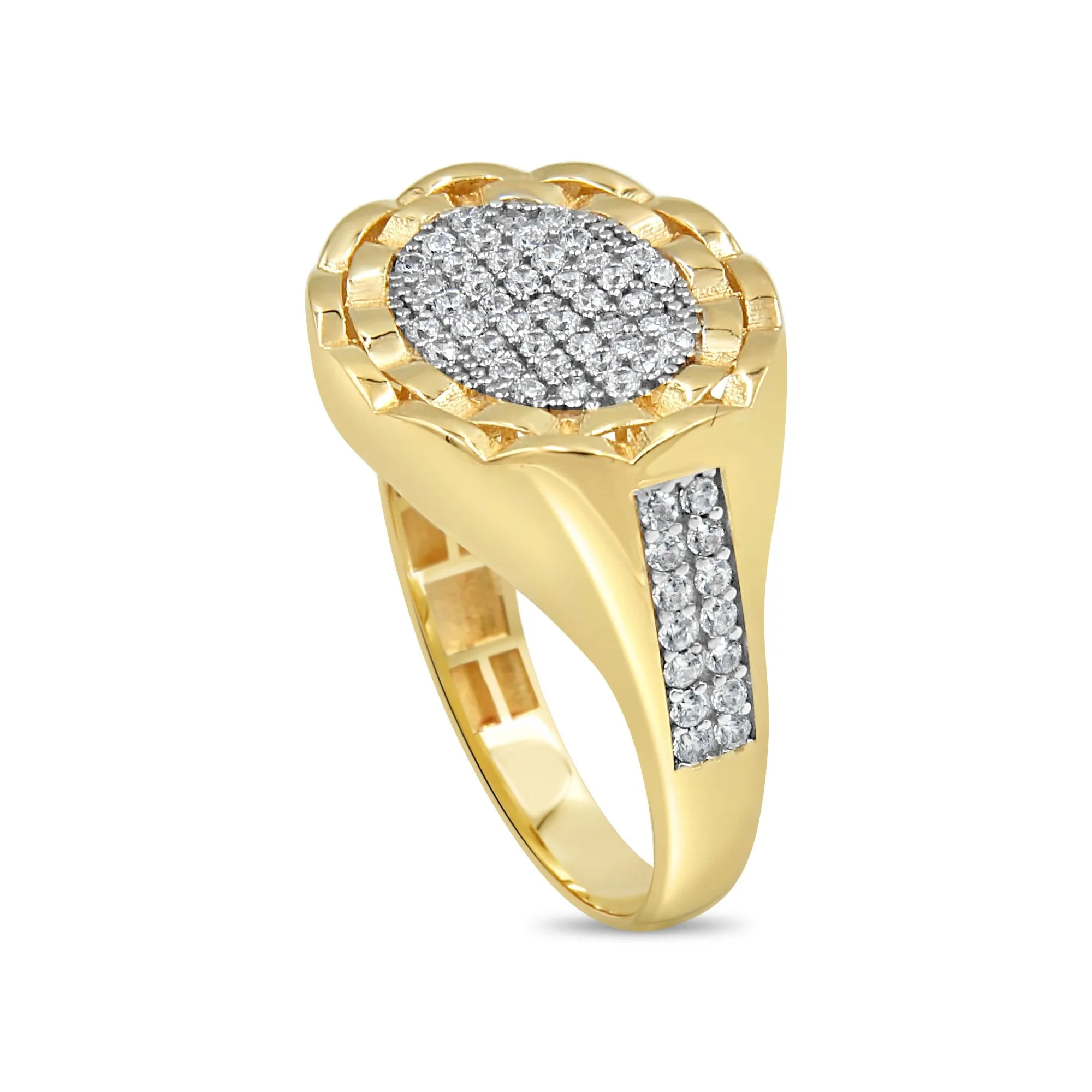 Men's Dual tone Pave set ring in 14kt Gold