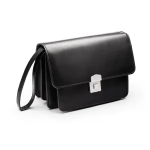 Men's Leather A5 Expandable Clutch Bag - Black