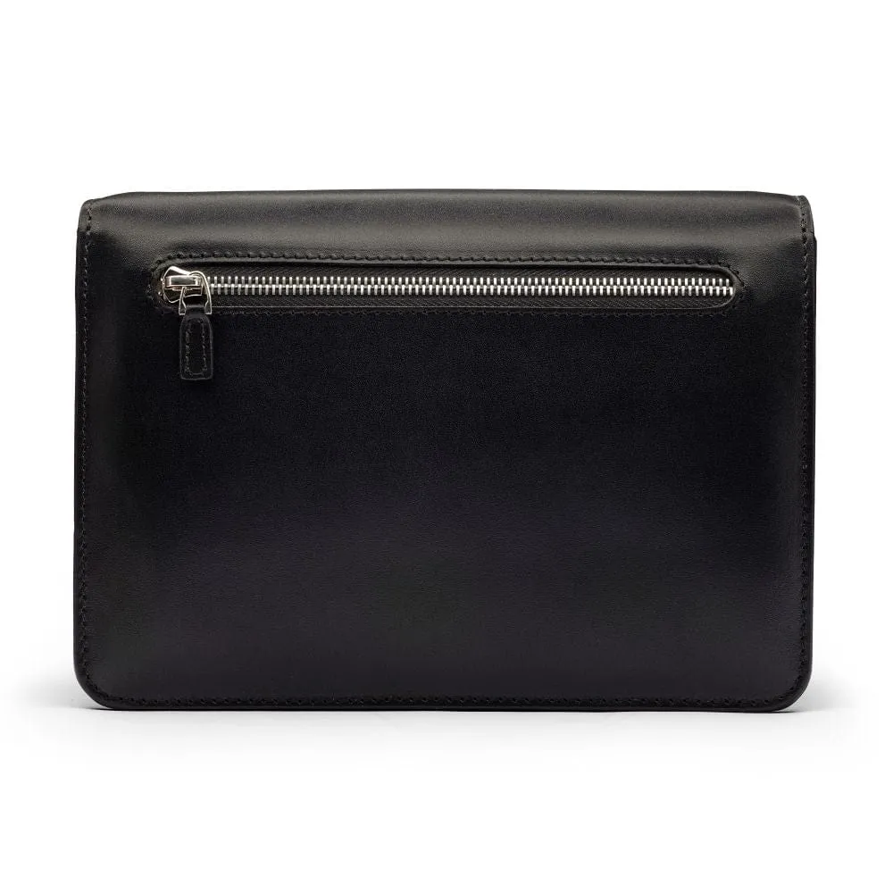 Men's Leather A5 Expandable Clutch Bag - Black