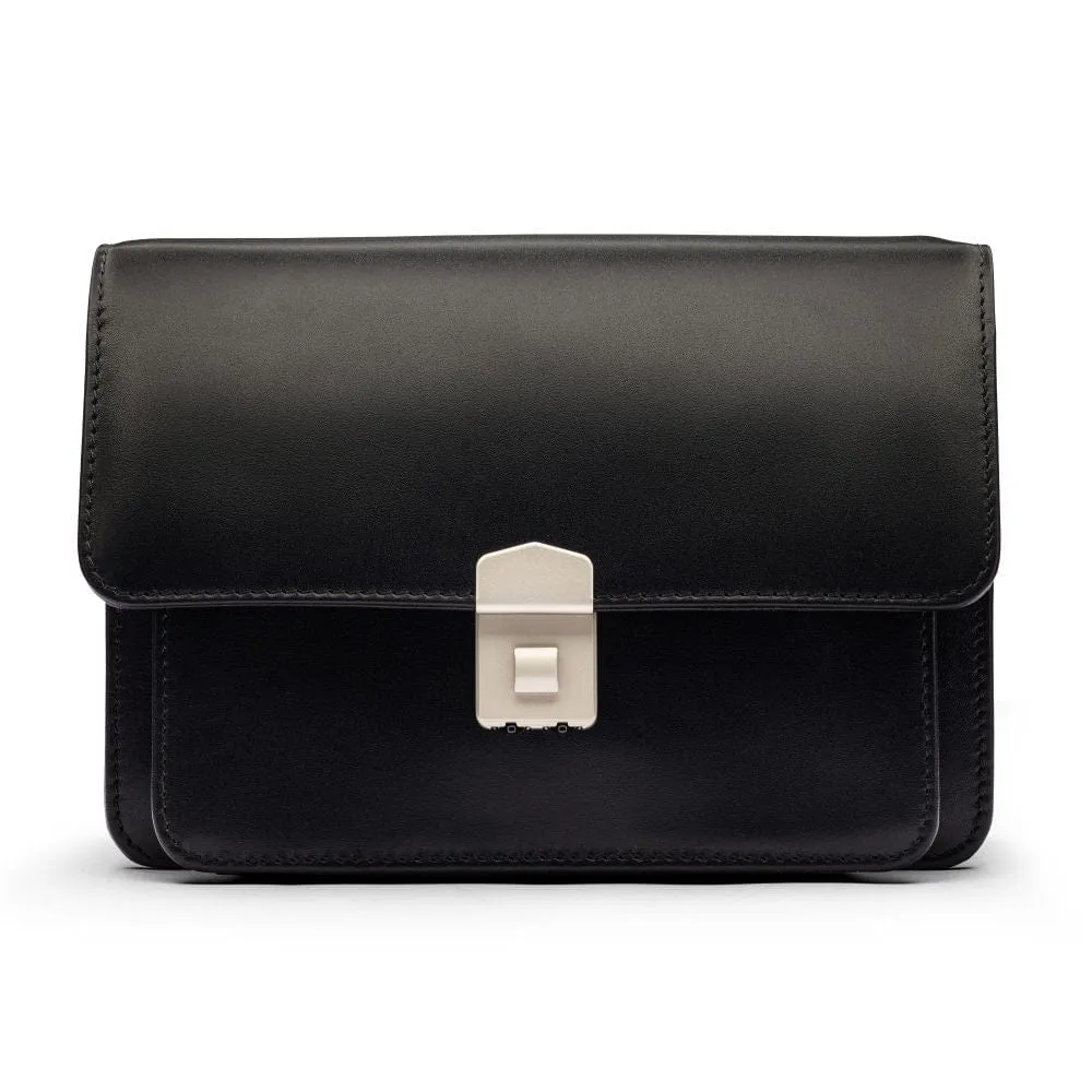 Men's Leather A5 Expandable Clutch Bag - Black