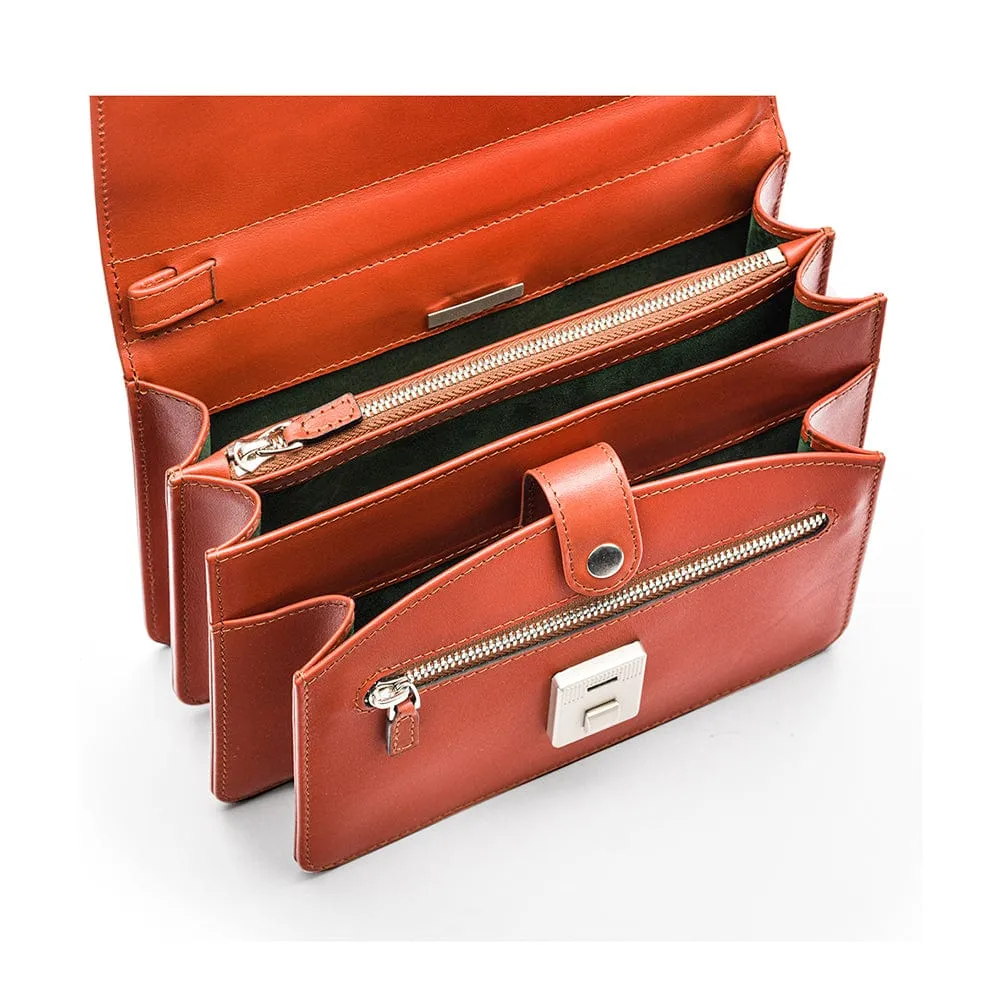 Men's Leather A5 Expandable Clutch Bag - Light Tan