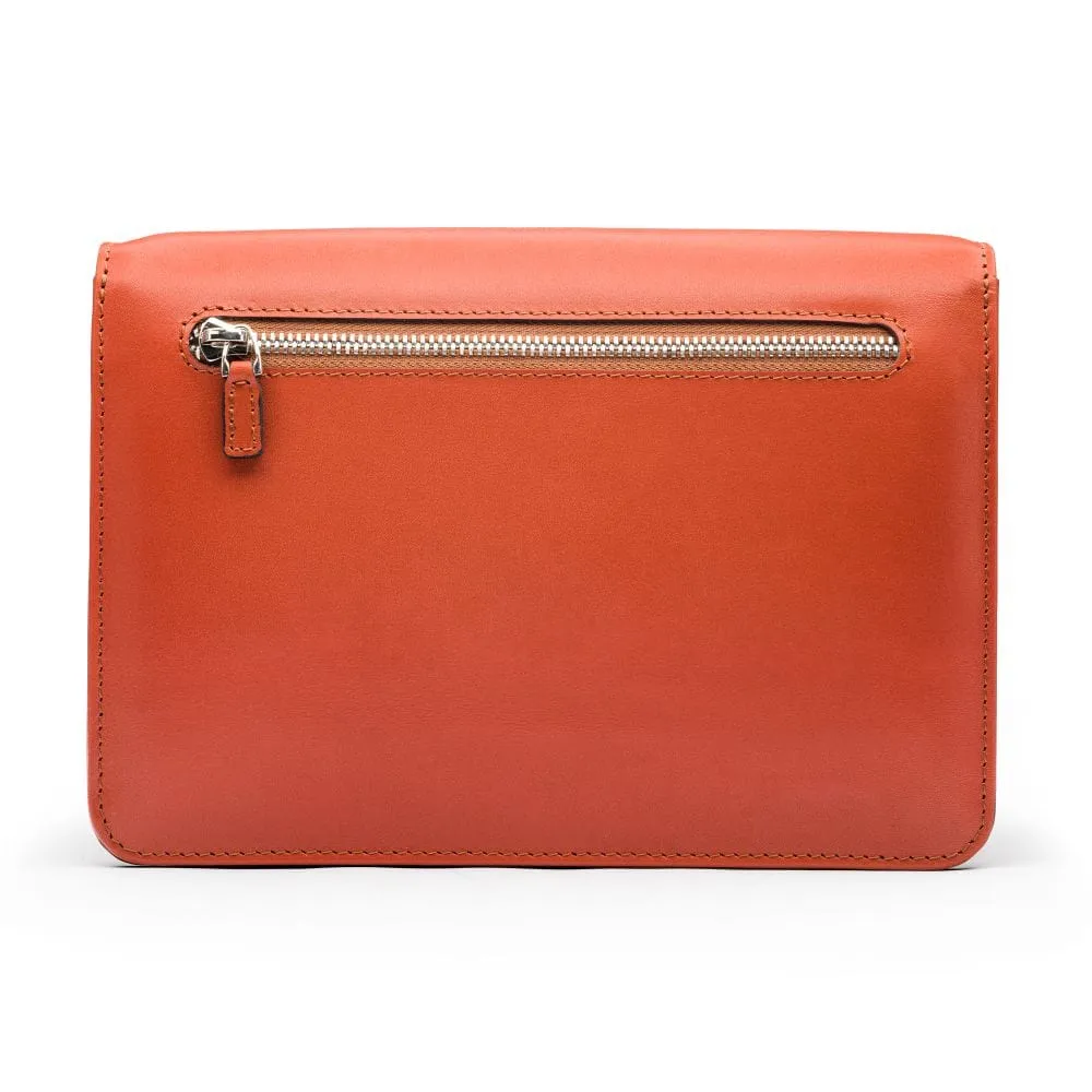 Men's Leather A5 Expandable Clutch Bag - Light Tan