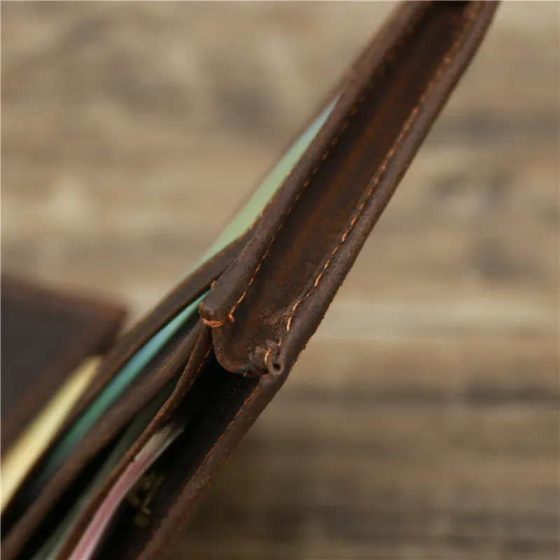 Men's Leather Crazy Horse Cowhide Vintage Dark Men's Wallets