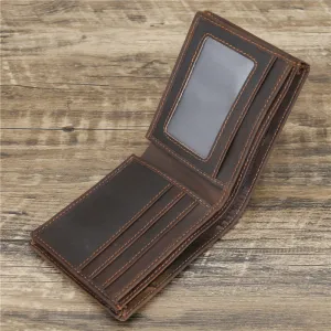 Men's Leather Crazy Horse Cowhide Vintage Dark Men's Wallets