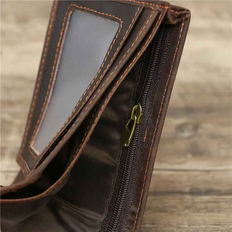 Men's Leather Crazy Horse Cowhide Vintage Dark Men's Wallets