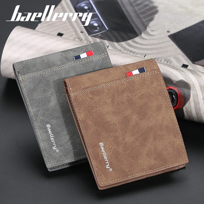 Men's Short Multiple Slots Fashion Green Thin Men's Wallets