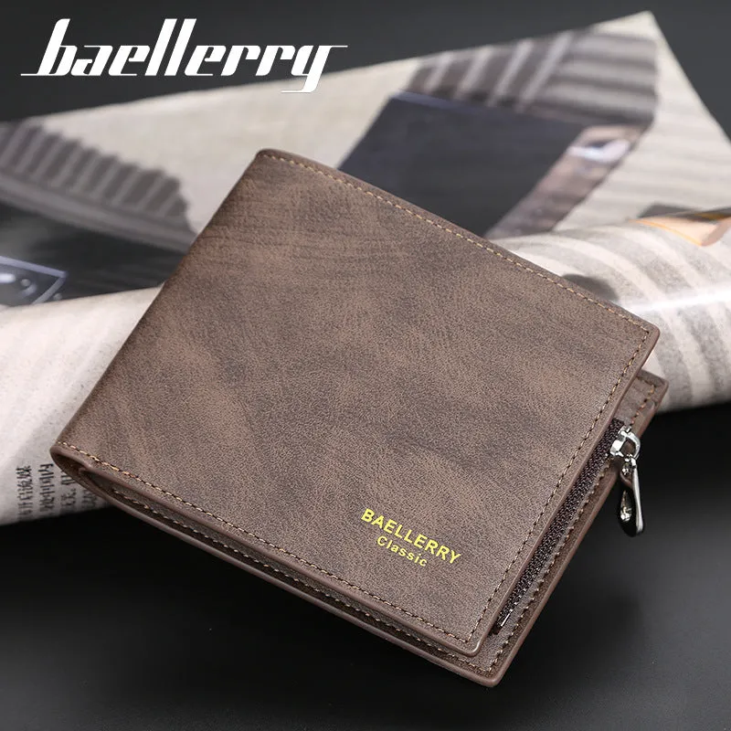 Men's Short Multiple Slots Two-fold Leather Horizontal Men's Wallets