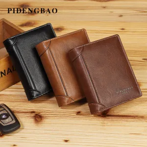 Men's Vintage Short Business Multiple Slots Zipper Men's Wallets