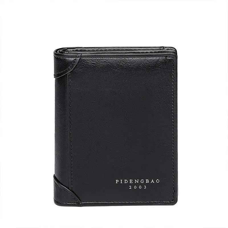 Men's Vintage Short Business Multiple Slots Zipper Men's Wallets
