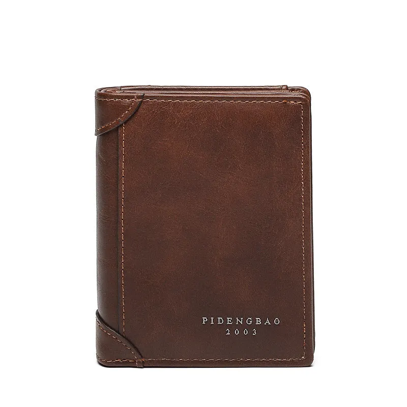 Men's Vintage Short Business Multiple Slots Zipper Men's Wallets