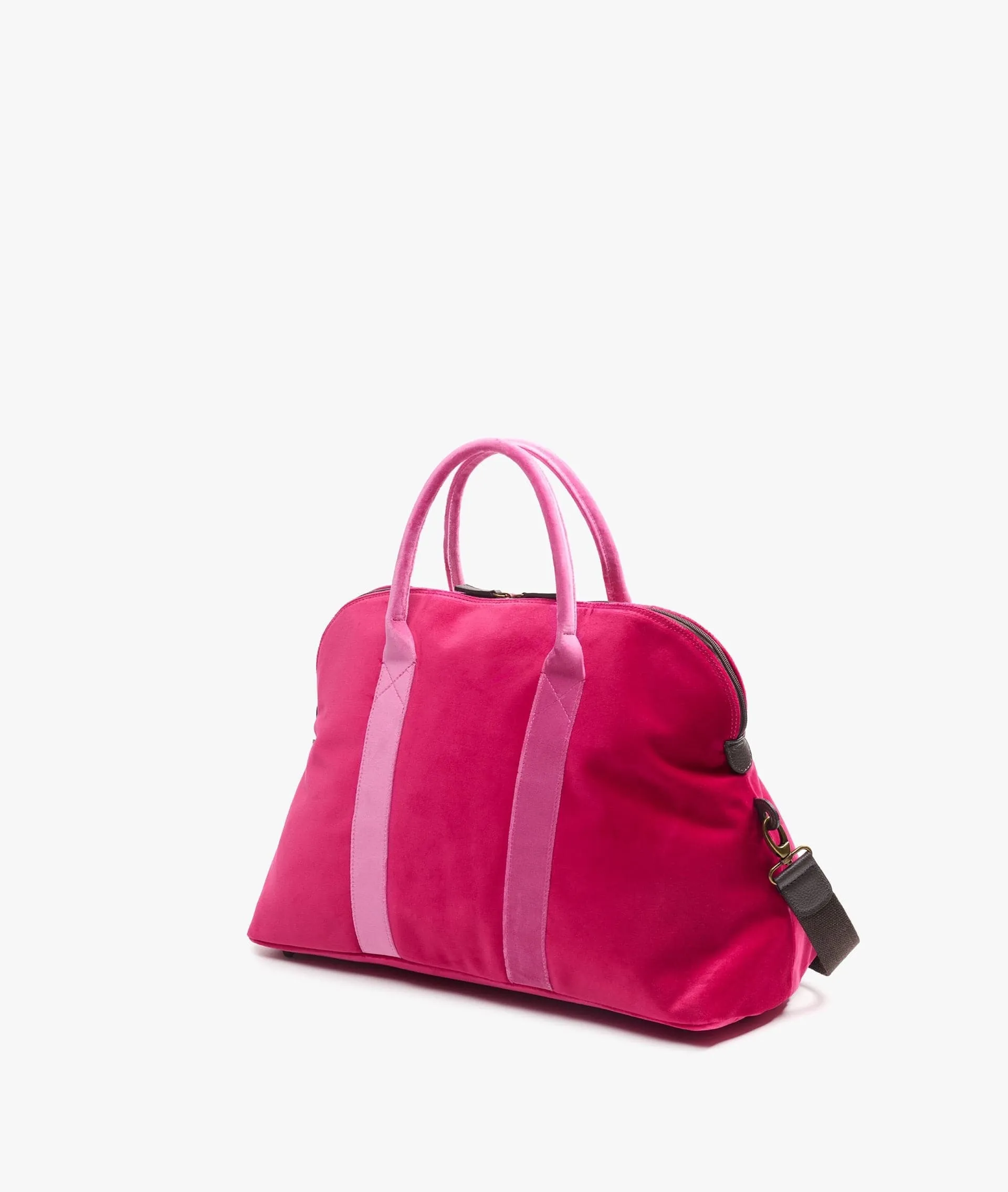 My Style Bags London Smart Twin Velvet Duffel Travel Bag in Fuchsia for Women