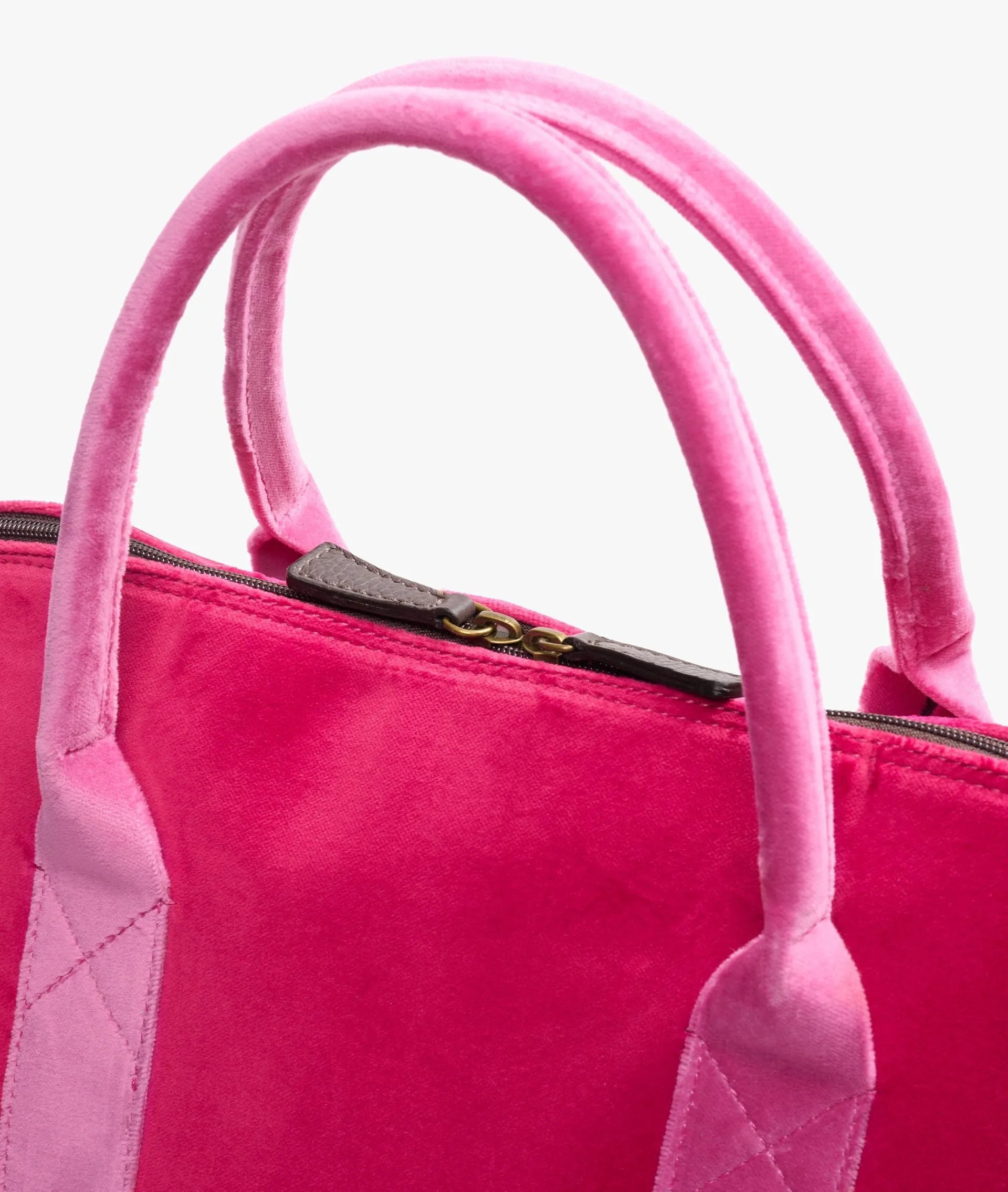 My Style Bags London Smart Twin Velvet Duffel Travel Bag in Fuchsia for Women