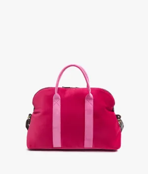 My Style Bags London Smart Twin Velvet Duffel Travel Bag in Fuchsia for Women